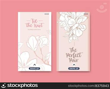 Instagram template with wedding ceremony concept design for social media vector illustration. 