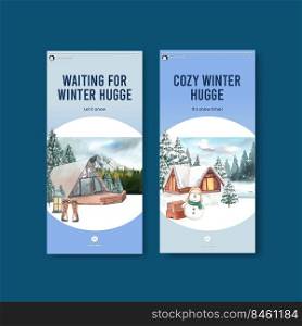 Instagram template with winter hugge concept,watercolor style   