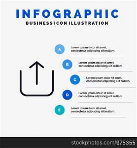 Instagram, Up, Upload Line icon with 5 steps presentation infographics Background