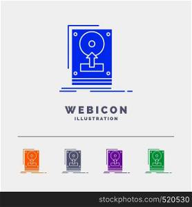 install, drive, hdd, save, upload 5 Color Glyph Web Icon Template isolated on white. Vector illustration. Vector EPS10 Abstract Template background