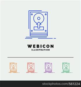 install, drive, hdd, save, upload 5 Color Line Web Icon Template isolated on white. Vector illustration. Vector EPS10 Abstract Template background