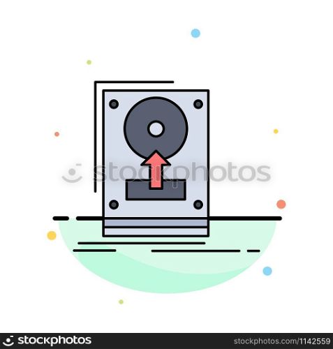 install, drive, hdd, save, upload Flat Color Icon Vector