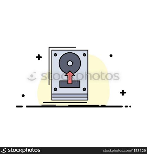 install, drive, hdd, save, upload Flat Color Icon Vector