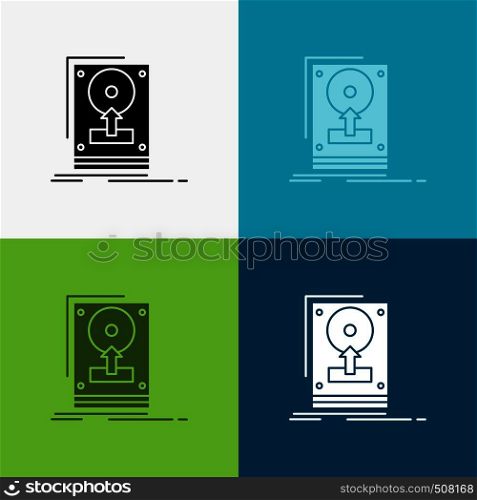 install, drive, hdd, save, upload Icon Over Various Background. glyph style design, designed for web and app. Eps 10 vector illustration. Vector EPS10 Abstract Template background