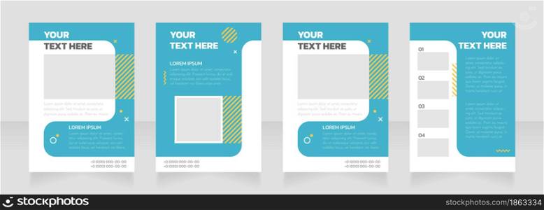 Instruction blue and white blank brochure layout design. Vertical poster template set with empty copy space for text. Premade corporate reports collection. Editable flyer paper pages. Instruction blue and white blank brochure layout design