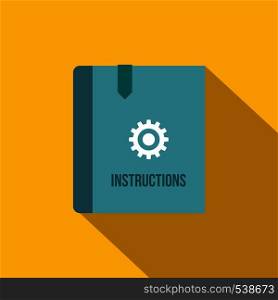 Instruction book icon in flat style on a yellow background. Instruction book icon, flat style