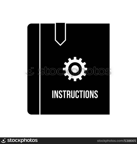Instruction book icon in simple style on a white background. Instruction book icon, simple style