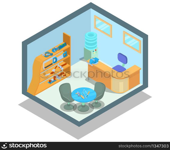 Instrumental office concept banner. Isometric banner of instrumental office vector concept for web, giftcard and postcard. Instrumental office concept banner, isometric style