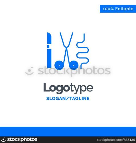 Instruments, Surgery, Tools, Medical Blue Solid Logo Template. Place for Tagline