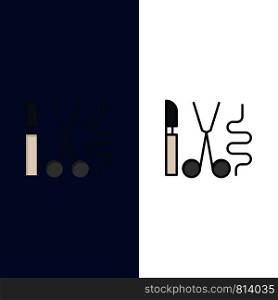 Instruments, Surgery, Tools, Medical Icons. Flat and Line Filled Icon Set Vector Blue Background