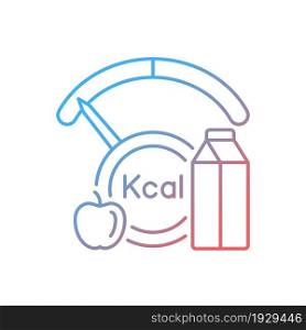 Insufficient calories consumption gradient linear vector icon. Inadequate nutrients consumption leads to health problem. Thin line color symbol. Modern style pictogram. Vector isolated outline drawing. Insufficient calories consumption gradient linear vector icon