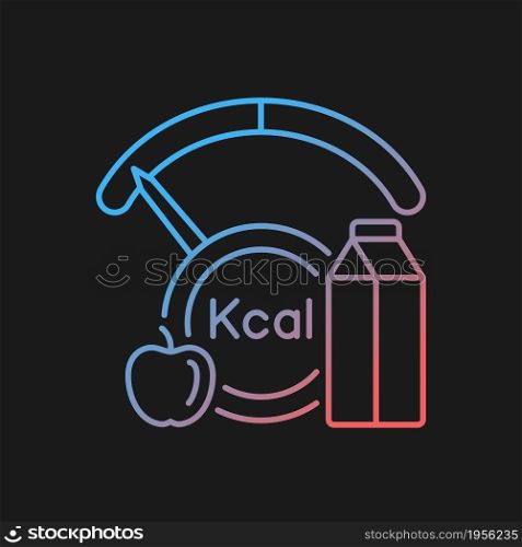 Insufficient calories consumption gradient vector icon for dark theme. Poor eating. Hunger and poverty. Thin line color symbol. Modern style pictogram. Vector isolated outline drawing. Insufficient calories consumption gradient vector icon for dark theme