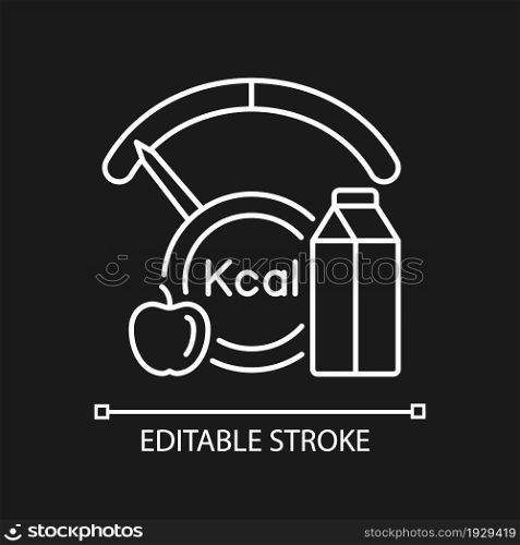 Insufficient calories consumption linear icon for dark theme. Poor eating. Hunger and poverty. Thin line customizable illustration. Isolated vector contour symbol for night mode. Editable stroke. Insufficient calories consumption linear icon for dark theme
