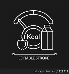 Insufficient calories consumption linear icon for dark theme. Poor eating. Hunger and poverty. Thin line customizable illustration. Isolated vector contour symbol for night mode. Editable stroke. Insufficient calories consumption linear icon for dark theme