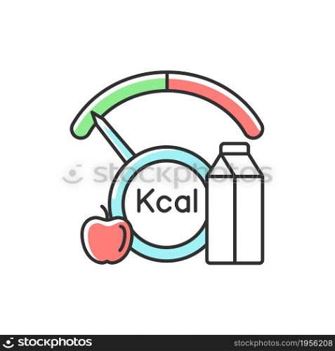 Insufficient calories consumption RGB color icon. Inadequate nutrients consumption leads to health problem. Poor eating. Hunger and poverty. Isolated vector illustration. Simple filled line drawing. Insufficient calories consumption RGB color icon