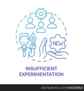 Insufficient experimentation blue gradient concept icon. Adaptability enemy in human resources abstract idea thin line illustration. Isolated outline drawing. Myriad Pro-Bold fonts used. Insufficient experimentation blue gradient concept icon