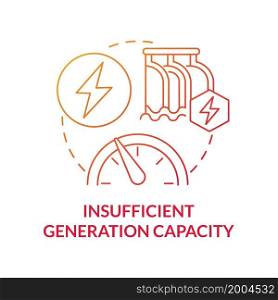 Insufficient generation capacity red gradient concept icon. Renewable energy disadvantage abstract idea thin line illustration. Intermittent power sources. Vector isolated outline color drawing. Insufficient generation capacity red gradient concept icon