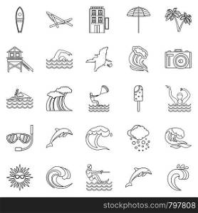 Insular icons set. Outline set of 25 insular vector icons for web isolated on white background. Insular icons set, outline style