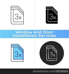 Insulated glass windows icon. Heat loss prevention through glass doors and windows. Modern homes and buildings. Providing insulation. Linear black and RGB color styles. Isolated vector illustrations. Insulated glass windows icon