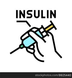 insulin syringe color icon vector. insulin syringe sign. isolated symbol illustration. insulin syringe color icon vector illustration