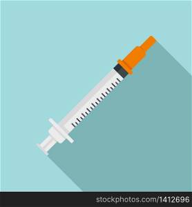 Insulin syringe icon. Flat illustration of insulin syringe vector icon for web design. Insulin syringe icon, flat style