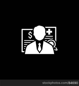 Insurance Agent Icon. Flat Design.. Insurance Agent Icon. Flat Design. Isolated Illustration. Man with multiple documents placed behind.