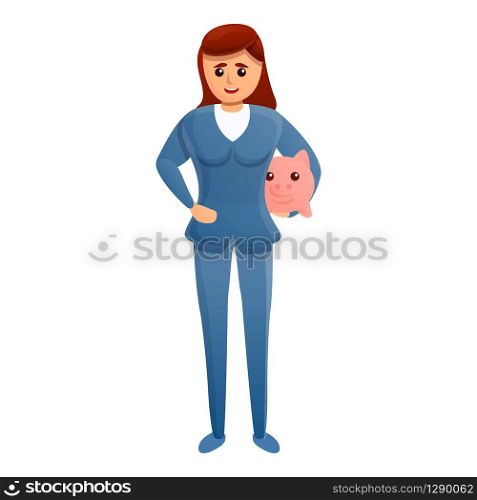 Insurance agent piggy bank icon. Cartoon of insurance agent piggy bank vector icon for web design isolated on white background. Insurance agent piggy bank icon, cartoon style