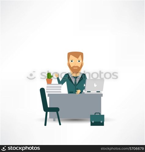 insurance agent sitting at a desk