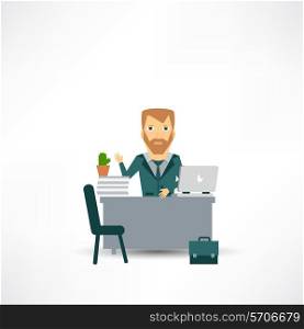 insurance agent sitting at a desk