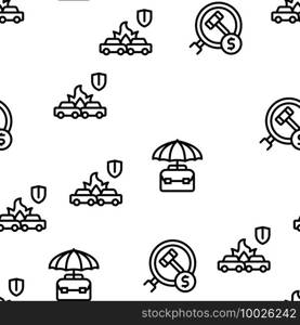 Insurance All-purpose Seamless Pattern Vector Thin Line. Illustrations. Insurance All-purpose Seamless Pattern Vector