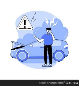 Insurance case isolated cartoon vector illustrations. Man calling professional broker, motor insurance case, damaged car, legal service, transport accident, claim a compensation vector cartoon.. Insurance case isolated cartoon vector illustrations.