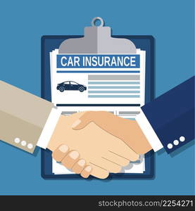 Insurance concept handshake. Safety, insurance, risk concept. Vector illustration in flat style. Insurance concept handshake.