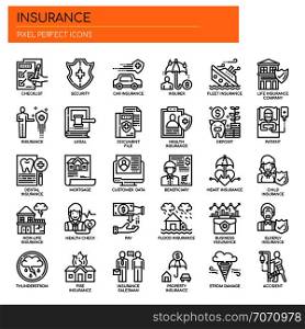 Insurance Elements , Thin Line and Pixel Perfect Icons