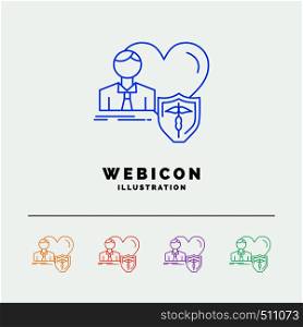 insurance, family, home, protect, heart 5 Color Line Web Icon Template isolated on white. Vector illustration. Vector EPS10 Abstract Template background