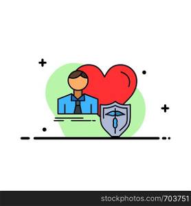 insurance, family, home, protect, heart Flat Color Icon Vector