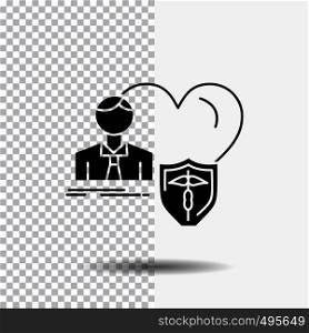 insurance, family, home, protect, heart Glyph Icon on Transparent Background. Black Icon. Vector EPS10 Abstract Template background