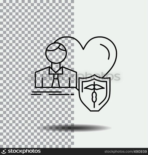 insurance, family, home, protect, heart Line Icon on Transparent Background. Black Icon Vector Illustration. Vector EPS10 Abstract Template background