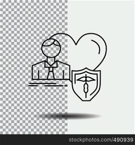 insurance, family, home, protect, heart Line Icon on Transparent Background. Black Icon Vector Illustration. Vector EPS10 Abstract Template background