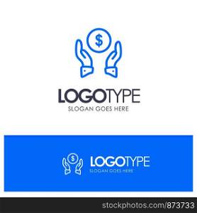 Insurance, Finance Insurance, Money, Protection Blue outLine Logo with place for tagline