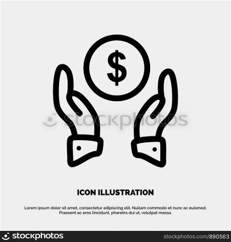 Insurance, Finance Insurance, Money, Protection Line Icon Vector