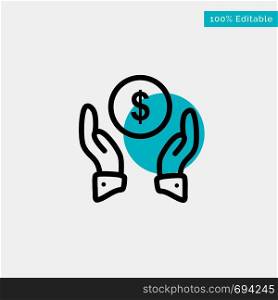 Insurance, Finance Insurance, Money, Protection turquoise highlight circle point Vector icon