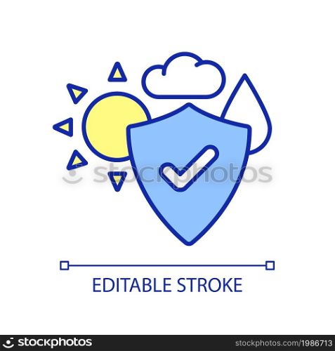 Insurance for natural disasters RGB color icon. Security policy from weather. Operations management for business. Isolated vector illustration. Simple filled line drawing. Editable stroke. Insurance for natural disasters RGB color icon
