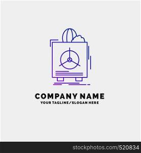 insurance, Fragile, product, warranty, health Purple Business Logo Template. Place for Tagline. Vector EPS10 Abstract Template background