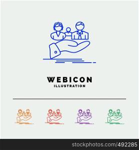 insurance, health, family, life, hand 5 Color Line Web Icon Template isolated on white. Vector illustration. Vector EPS10 Abstract Template background