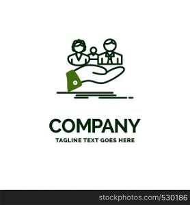 insurance, health, family, life, hand Flat Business Logo template. Creative Green Brand Name Design.