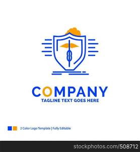 insurance, health, medical, protection, safe Blue Yellow Business Logo template. Creative Design Template Place for Tagline.