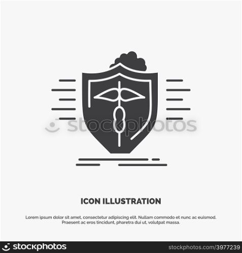 insurance, health, medical, protection, safe Icon. glyph vector gray symbol for UI and UX, website or mobile application