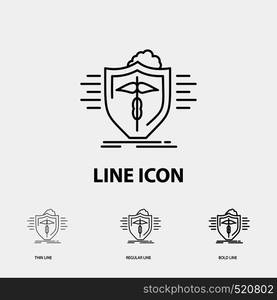 insurance, health, medical, protection, safe Icon in Thin, Regular and Bold Line Style. Vector illustration. Vector EPS10 Abstract Template background