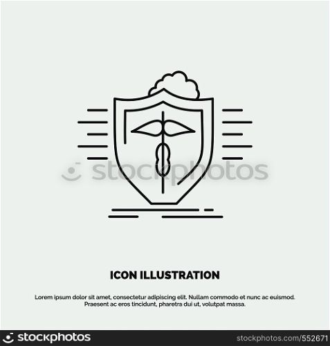 insurance, health, medical, protection, safe Icon. Line vector gray symbol for UI and UX, website or mobile application. Vector EPS10 Abstract Template background