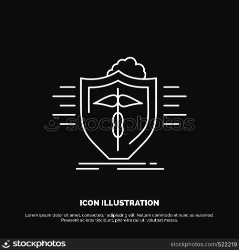 insurance, health, medical, protection, safe Icon. Line vector symbol for UI and UX, website or mobile application. Vector EPS10 Abstract Template background